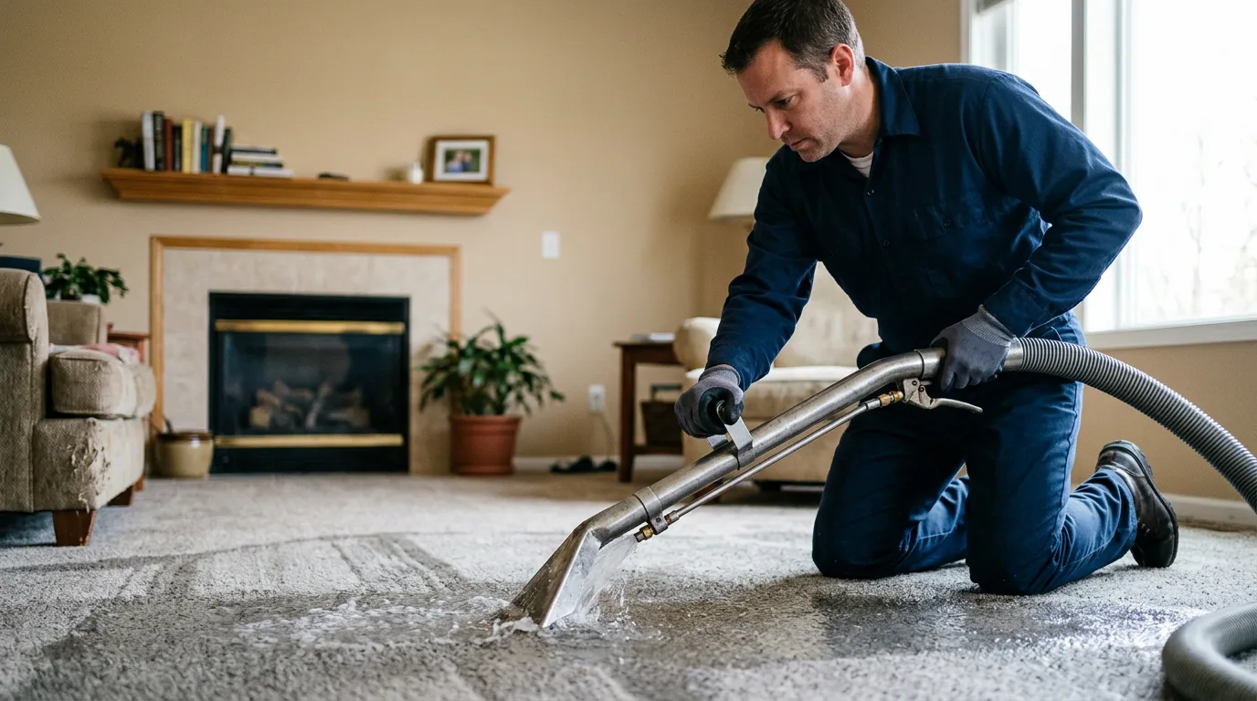 Water damage restoration technician working near East Orange, NJ